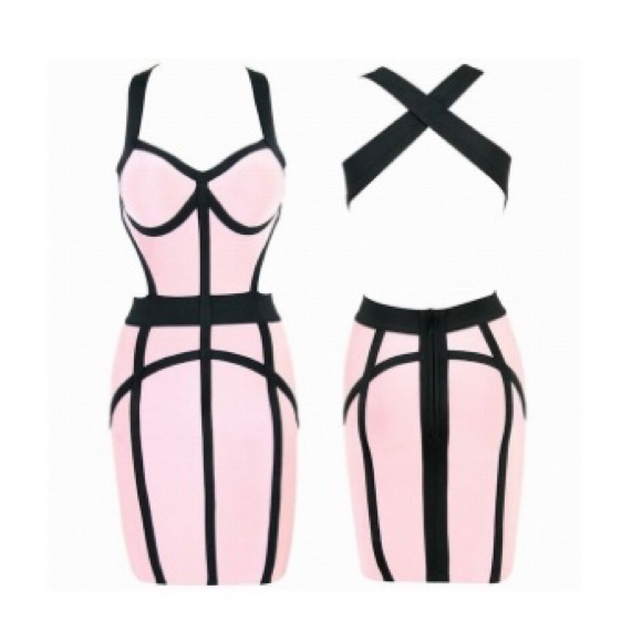 Bodycon Stretch Elasticity Bandage Backless cross ribbon, Sexy dress size XS - Picture 3 of 13